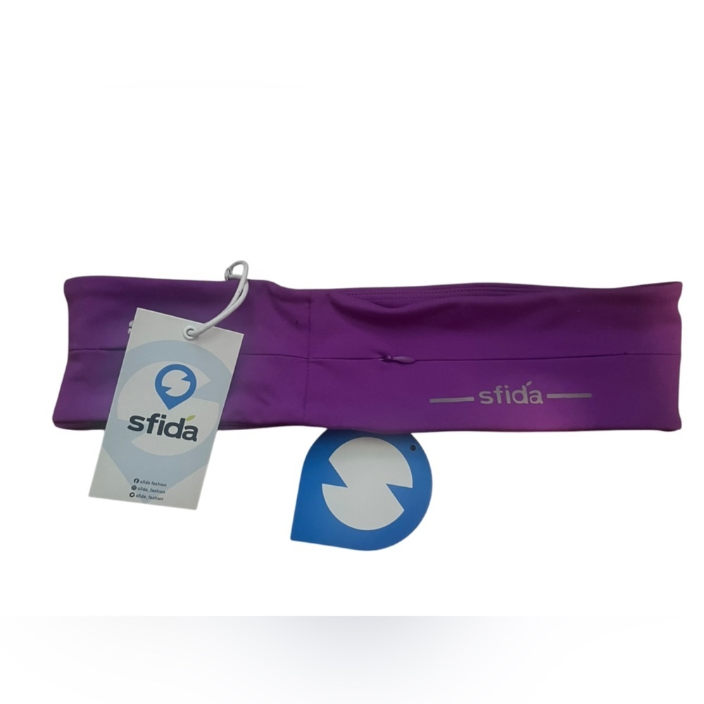 Elastic purple bikers band with pocket